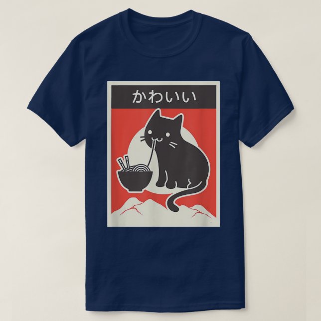 Japanese Ramen Cat Kawaii vintage style  T-Shirt (Design Front)