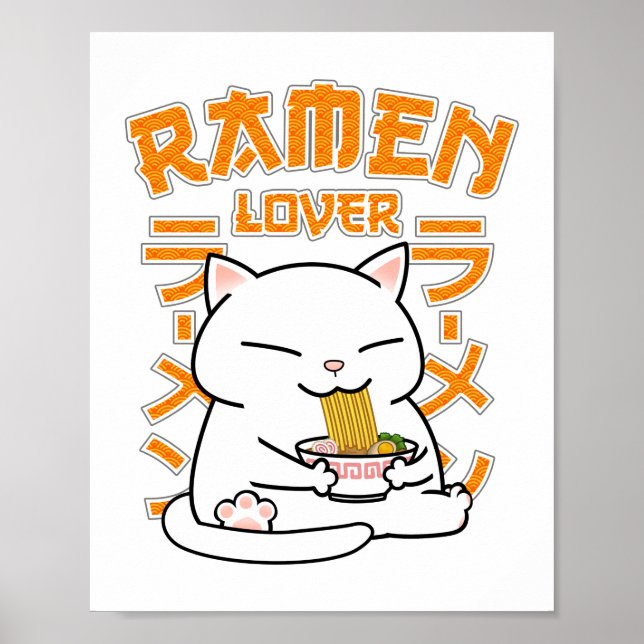 Japanese Ramen Cat Ramen Lover Poster (Front)
