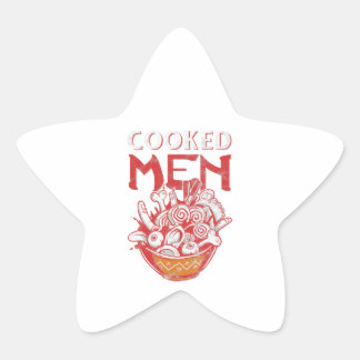 Japanese Ramen Food Pun Humour Cooked Men Kawaii Star Sticker
