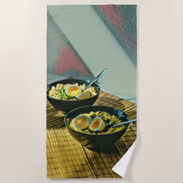 Japanese Ramen Gift Beach Towel (Front)