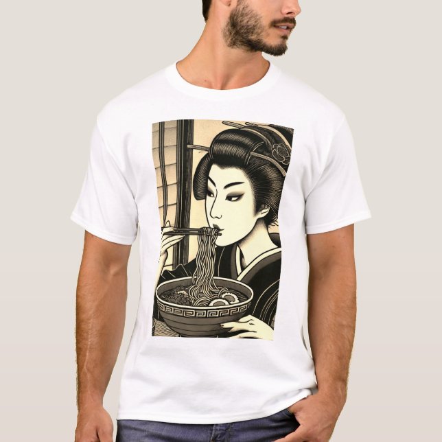 Japanese ramen kimono ukiyoe dragon T-Shirt (Front)