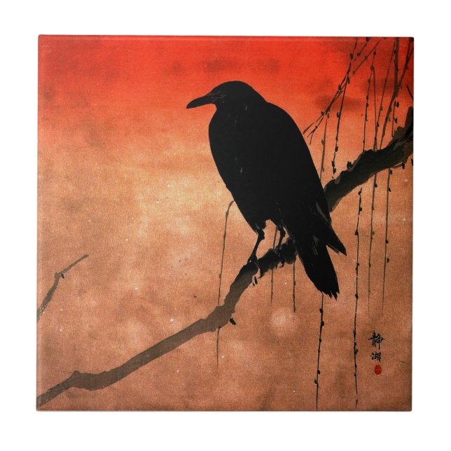 Japanese Raven Ceramic Tile (Front)
