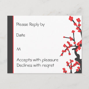 Japanese Red Cherry Blossoms RSVP Card