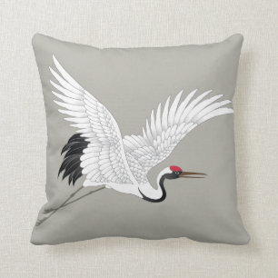 Japanese Red Crowned Crane Fine Art Cushion