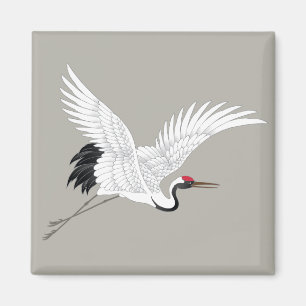 Japanese Red Crowned Crane Fine Art Magnet