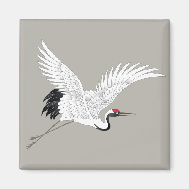Japanese Red Crowned Crane Fine Art Magnet (Front)