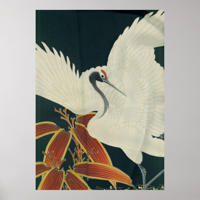 Japanese Red Crowned Crane Vintage Fine Art Poster (Front)