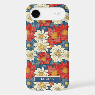 Japanese Red Floral Pattern Monogrammed