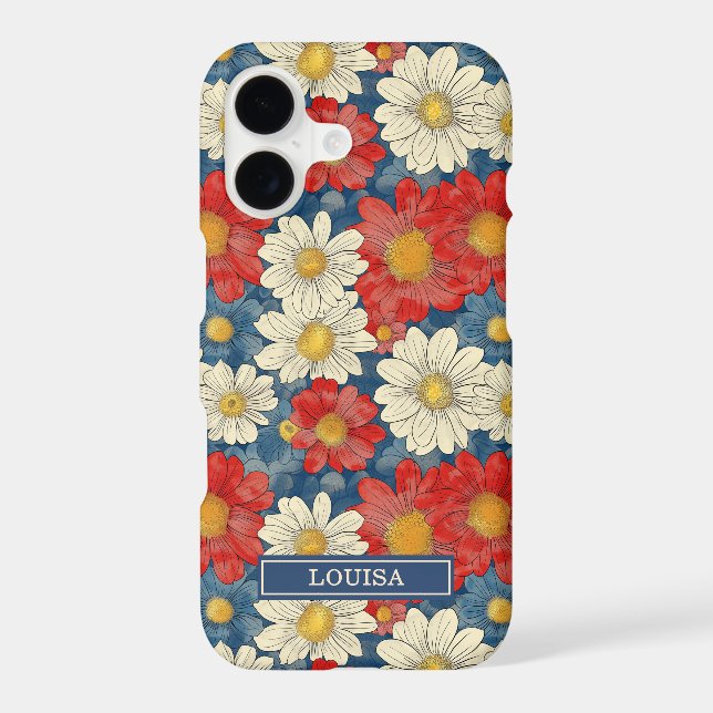 Japanese Red Floral Pattern Monogrammed (Back)
