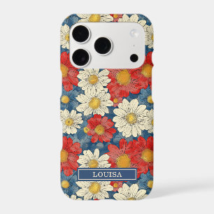 Japanese Red Floral Pattern Monogrammed
