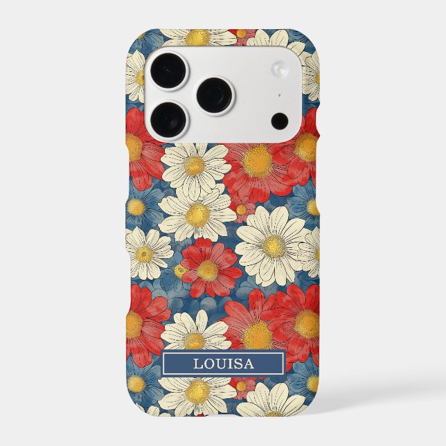 Japanese Red Floral Pattern Monogrammed (Back)