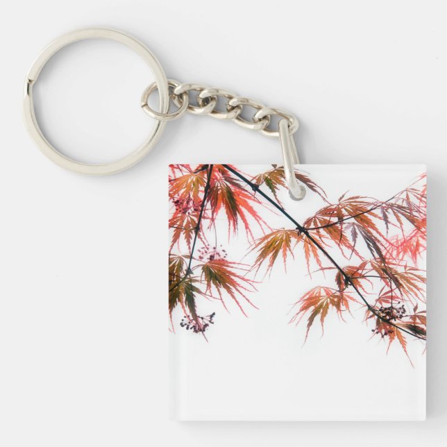 Japanese Red Maple Art Photography Key Ring (Front)