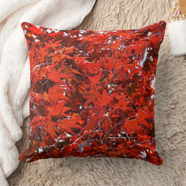 Japanese Red Maple Leaves Cushion (Blanket)
