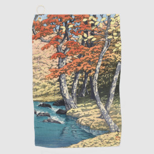 Japanese Red Maple River Shin-hanga Poster Golf Towel
