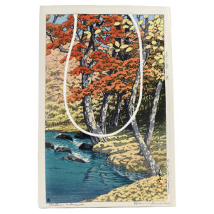 Japanese Red Maple River Shin-hanga Poster Medium Gift Bag