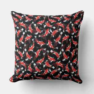 Japanese Red Pond Fishes - Koi Fish Pattern Cushion