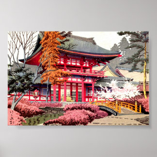 Japanese Red Temple Spring Poster