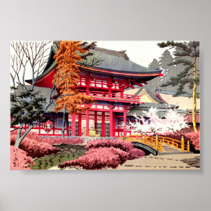 Japanese Red Temple Spring Poster