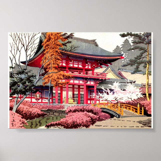 Japanese Red Temple Spring Poster (Front)