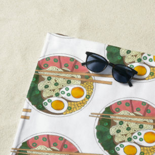 Japanese Restaurant Food Ramen Noodle Soup Foodie Beach Towel