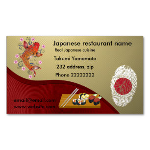 Japanese restaurant Magnetic business card