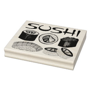 Japanese Restaurant Sushi Roll Nigiri Tuna Foodie Rubber Stamp