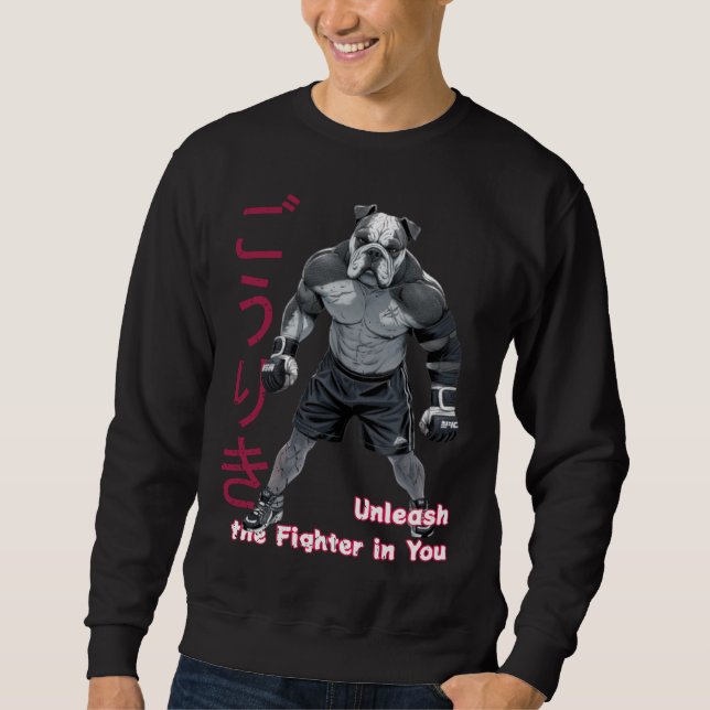 Japanese Retro Anime Bulldog MMA Mixed Martial Art Sweatshirt (Front)