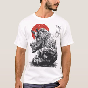 Japanese Rhino Art Zen Animal Print Asian Wild T-Shirt