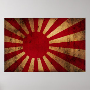 Japanese Rising Sun Flag (distressed) Poster