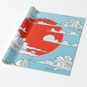 Japanese rising sun throw pillow wrapping paper