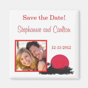 Japanese Rising Sun Wedding Announcement Magnet