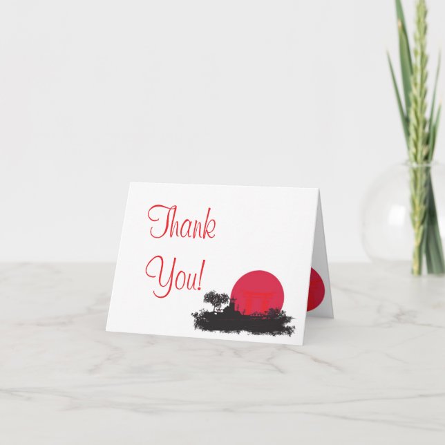 Japanese Rising Sun Wedding Folded Thank You Card (Front)