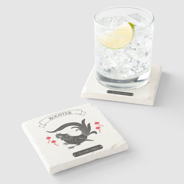 Japanese Rooster Stone Coaster (Side)