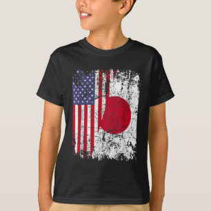 JAPANESE ROOTS Half American Flag JAPAN T-Shirt