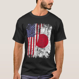 JAPANESE ROOTS Half American Flag JAPAN T-Shirt