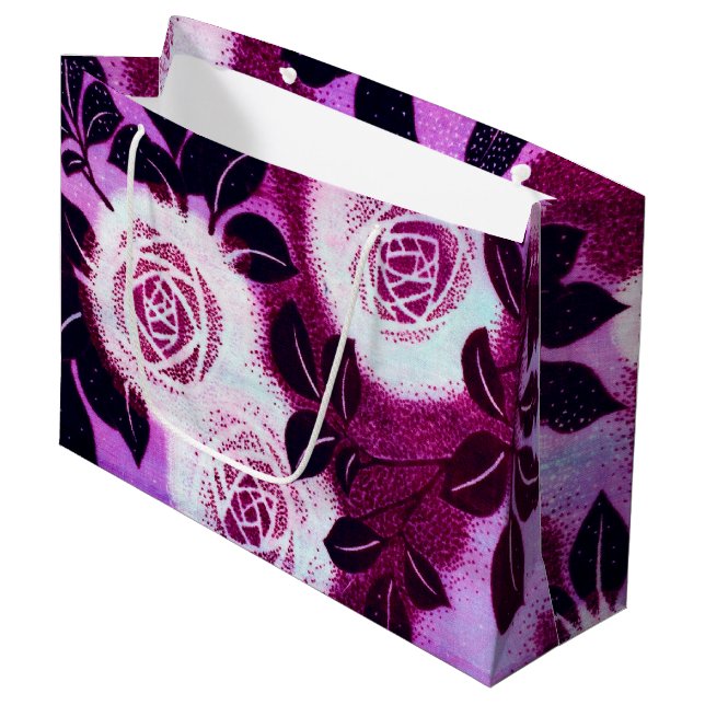 Japanese Rose Flower Design Large Gift Bag (Front Angled)