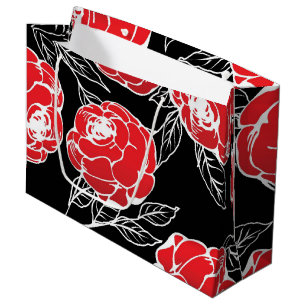 Japanese Rose Flower Design Large Gift Bag