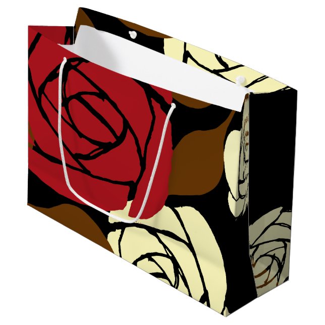 Japanese Rose Flower Design Large Gift Bag (Front Angled)