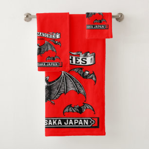Japanese Safety Matches Art Bats Bath Towel Set