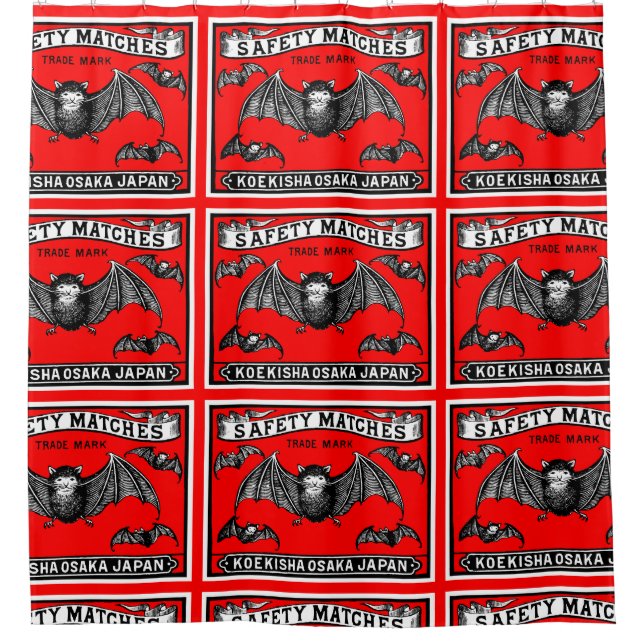 Japanese Safety Matches Art Bats Shower Curtain (Front)