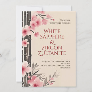 Japanese Sakura Bamboo Wedding Invitation