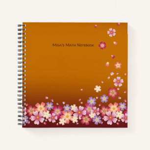 Japanese Sakura Blossoms Gold & Plum Customisable Notebook