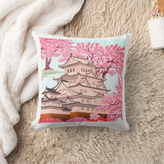 Japanese Sakura Castle Art – Cherry Blossom Spring Cushion