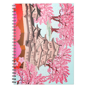 Japanese Sakura Castle Art – Cherry Blossom Spring Notebook