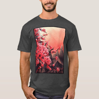 Japanese Sakura Cherry Blossom Woodblock Art Print T-Shirt