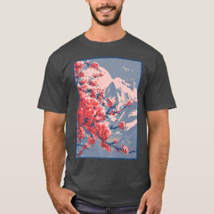 Japanese Sakura Cherry Blossom Woodblock Art Print T-Shirt