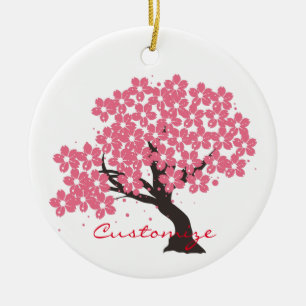 Japanese Sakura Cherry Blossoms Thunder_Cove Ceramic Ornament