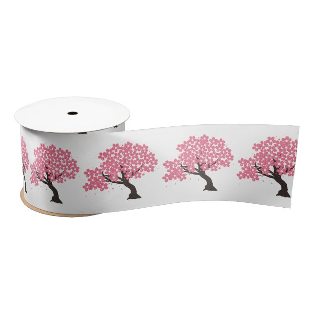 Japanese Sakura Cherry Blossoms Thunder_Cove Satin Ribbon (Spool)