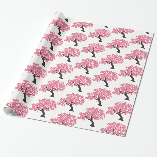 Japanese Sakura Cherry Blossoms Thunder_Cove Wrapping Paper (Unrolled)