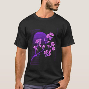 Japanese Sakura Cherry Blossoms Vaporwave Synthwav T-Shirt
